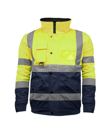 Hi Vis Bomber Jacket Padded - Yellow / Navy