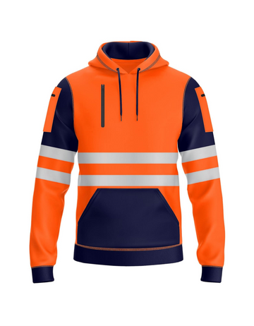 Mens Hi Vis Reflective Hoodie - Orange