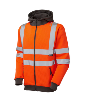 Hi Vis Eco Zip Hoodie by Leo Workwear - Orange