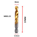 Hex Shank Titanium Plated HSS Screw Thread Metric Tap Drill Bits Screw Machine Compound Tap M3 M4 M5 M6 M8 M10 Hand Tools
