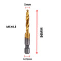 Hex Shank Titanium Plated HSS Screw Thread Metric Tap Drill Bits Screw Machine Compound Tap M3 M4 M5 M6 M8 M10 Hand Tools