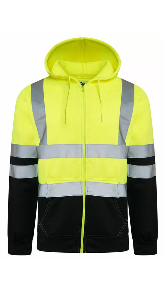 Mens Hi Vis Zip Work Hoodie