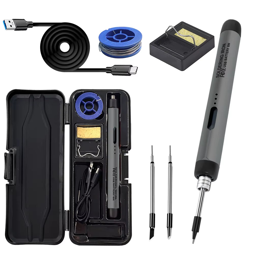 USB Soldering Iron Mini Small Soldering Iron Set Portable Household Type-C Interface 800Mah Battery Adjustable Temperature