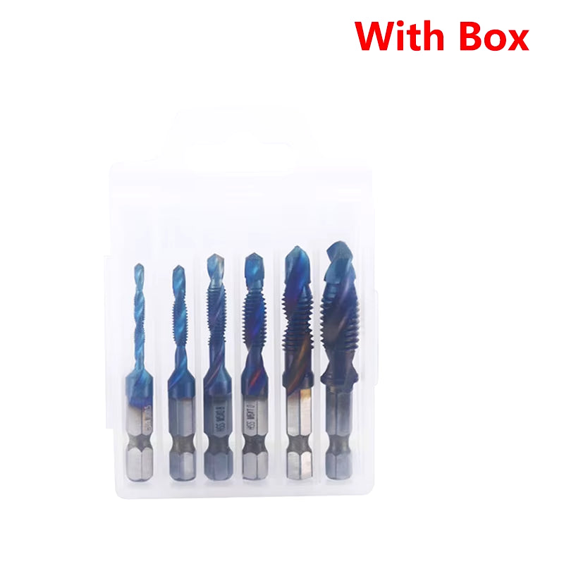 Hex Shank Titanium Plated HSS Screw Thread Metric Tap Drill Bits Screw Machine Compound Tap M3 M4 M5 M6 M8 M10 Hand Tools
