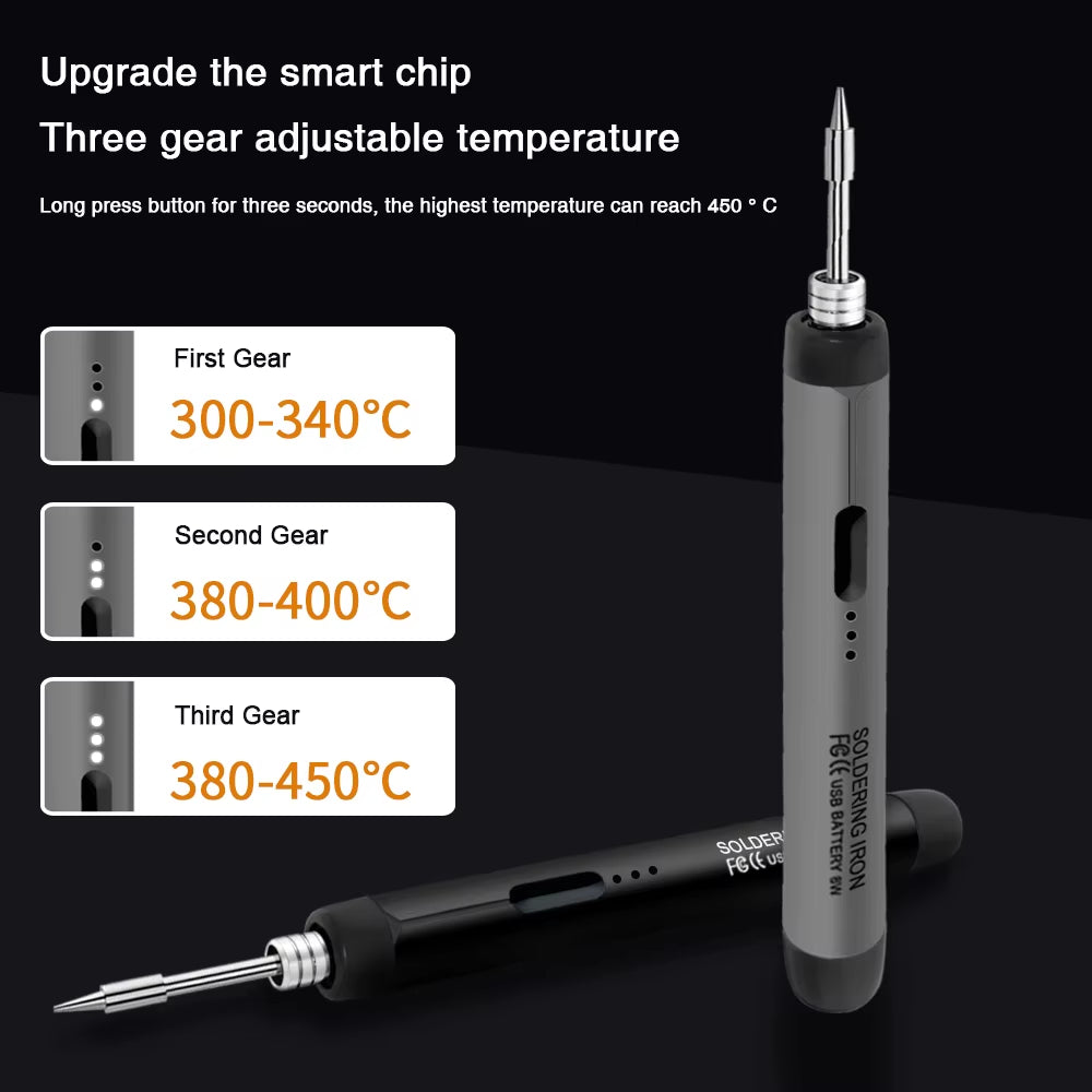 USB Soldering Iron Mini Small Soldering Iron Set Portable Household Type-C Interface 800Mah Battery Adjustable Temperature