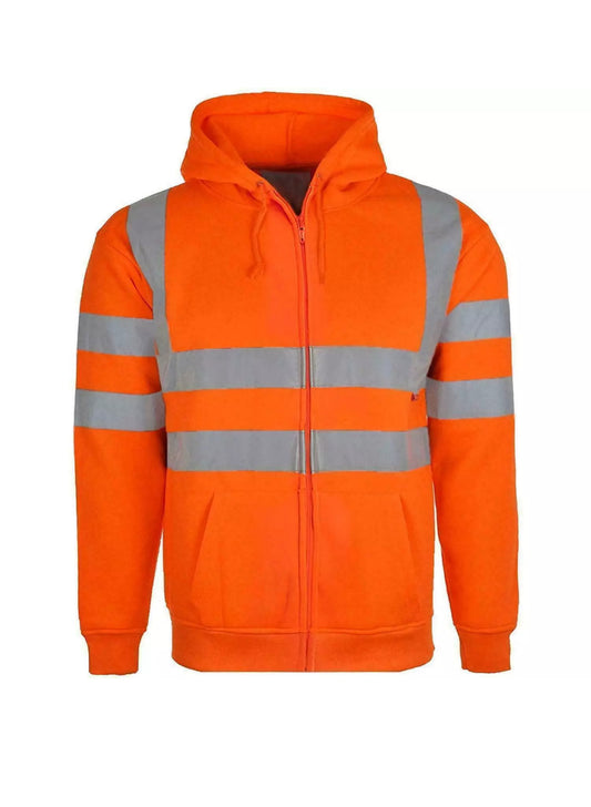 Mens Hi Vis Zip Work Hoodie