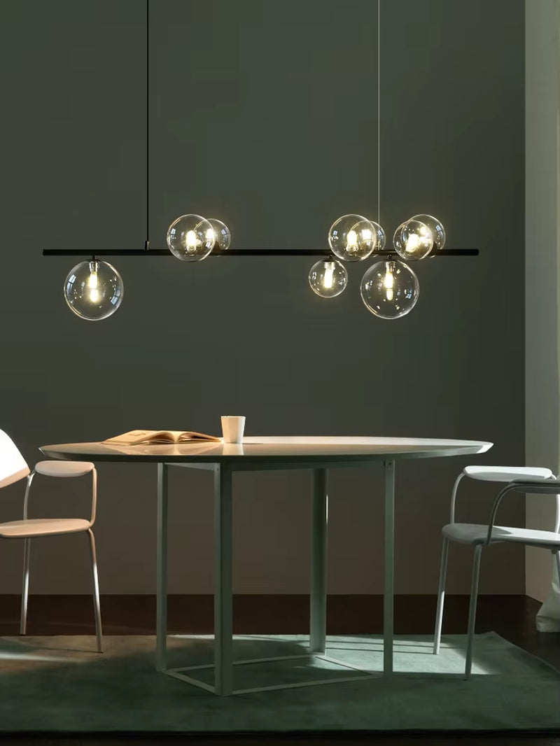 Nordic Glass Ball Chandelier - Modern Dining Room Light Fixture with LED Suspension Design
