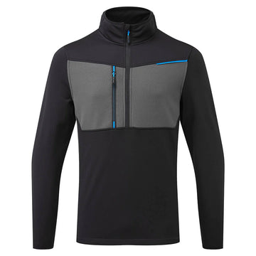 Half Zip Tech Fleece by Portwest - Black / Grey