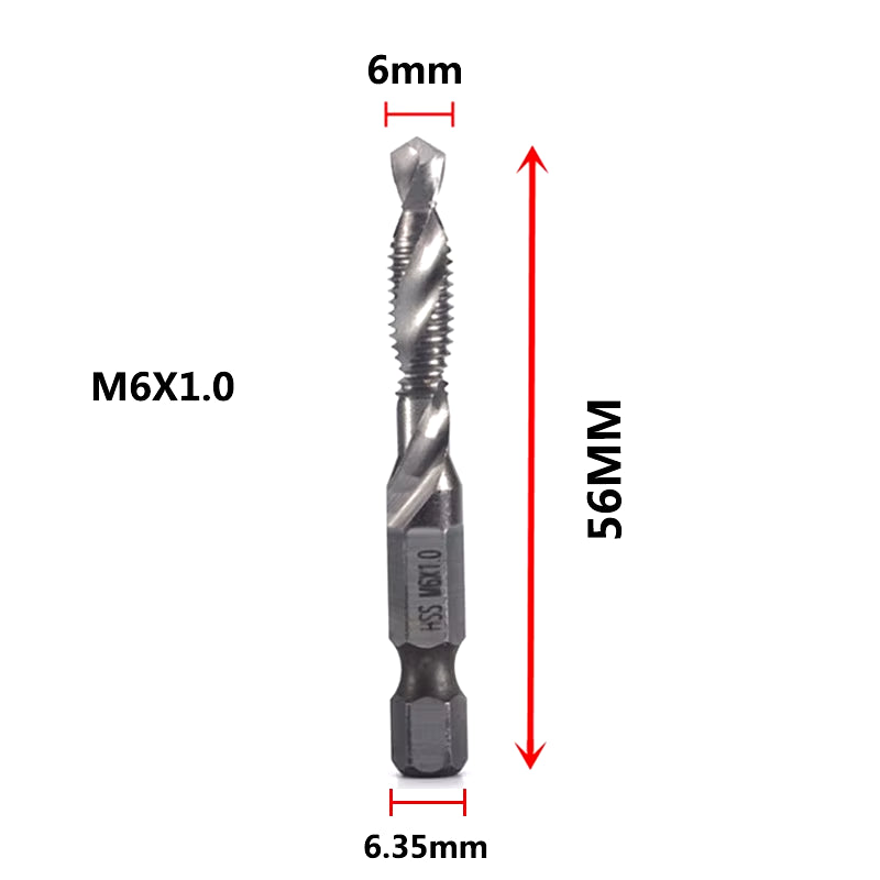 Hex Shank Titanium Plated HSS Screw Thread Metric Tap Drill Bits Screw Machine Compound Tap M3 M4 M5 M6 M8 M10 Hand Tools