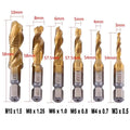 Hex Shank Titanium Plated HSS Screw Thread Metric Tap Drill Bits Screw Machine Compound Tap M3 M4 M5 M6 M8 M10 Hand Tools