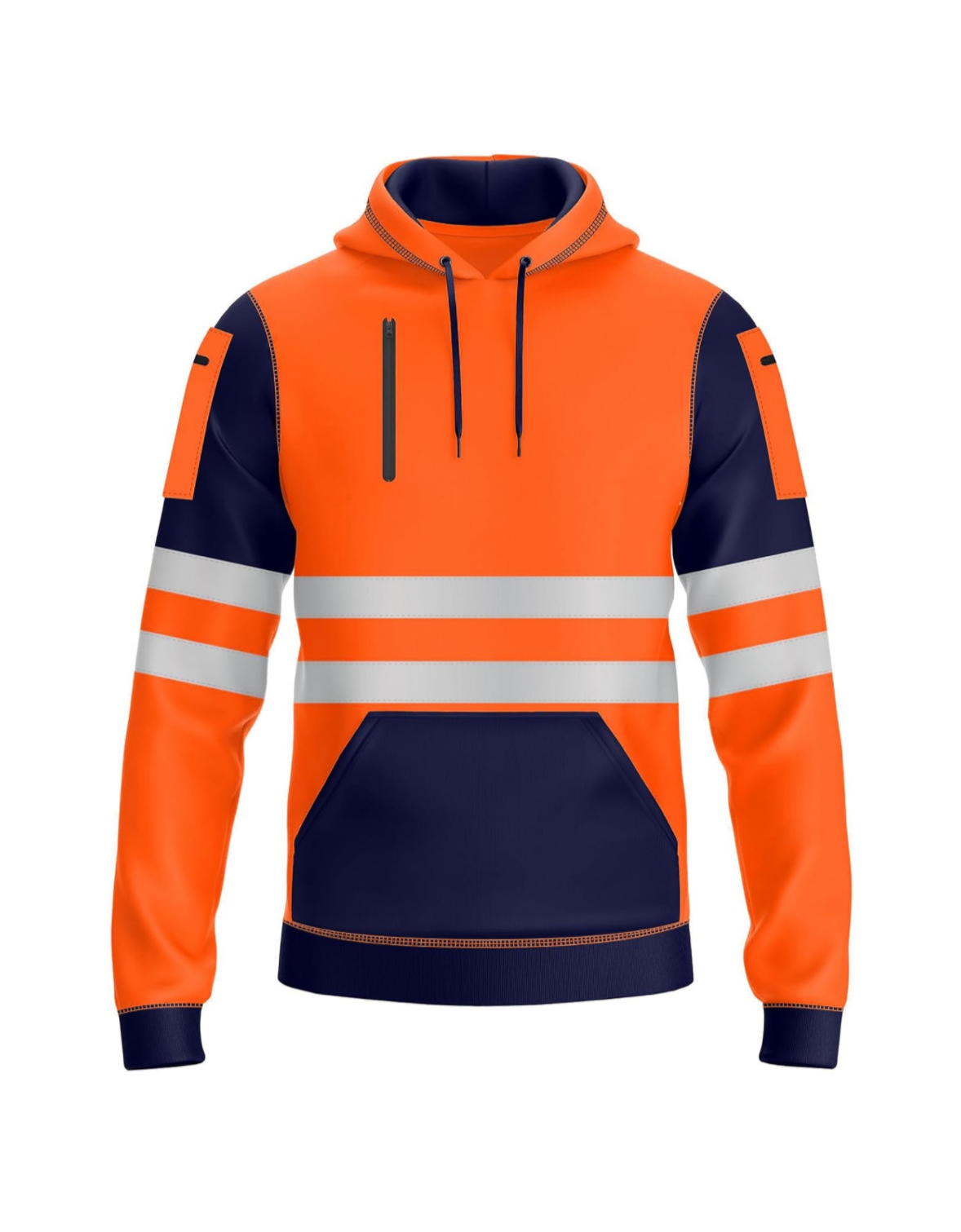 Mens Hi Vis Reflective Hoodie - Orange