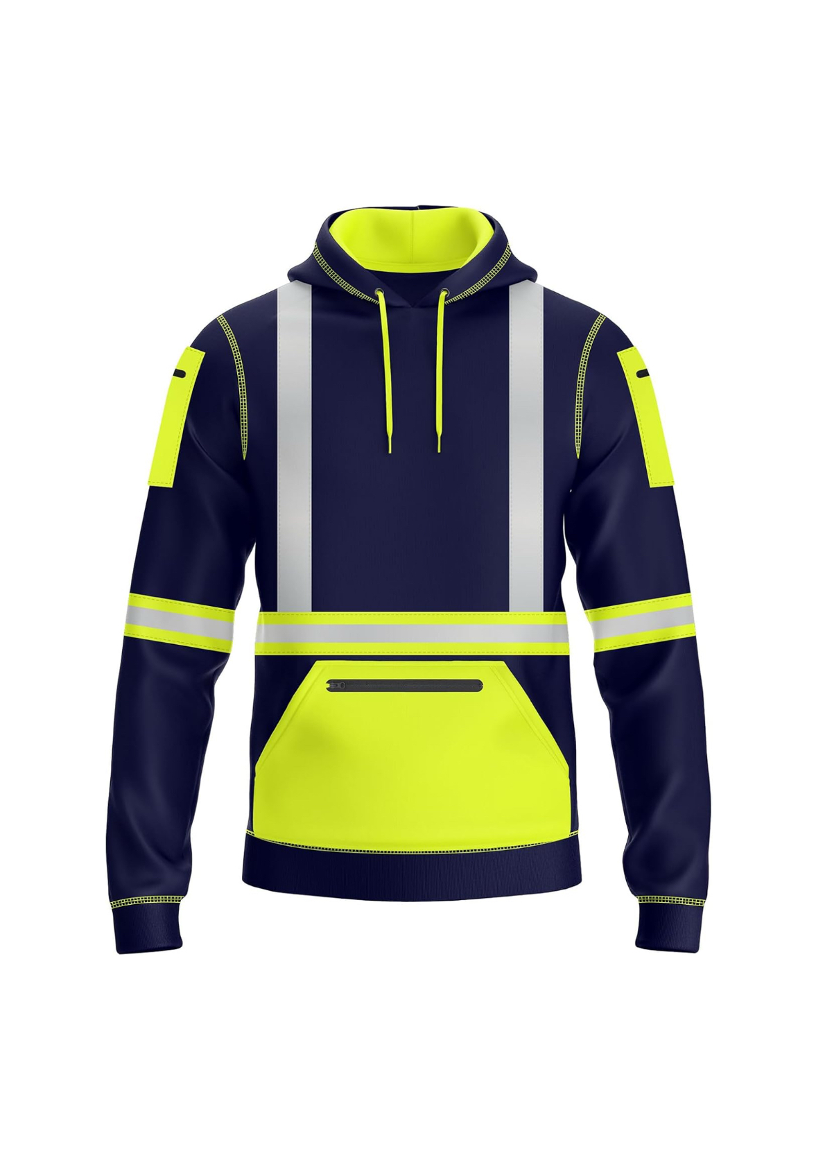 Mens Hi Vis Reflective Hoodie - Navy