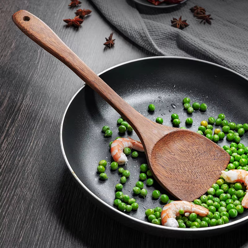 Kitchen Utensils Set Non-Stick Cookware for Kitchen Wooden Handle Soup Spoon Spatula Rice Spoon Shovel Kitchen Accessories