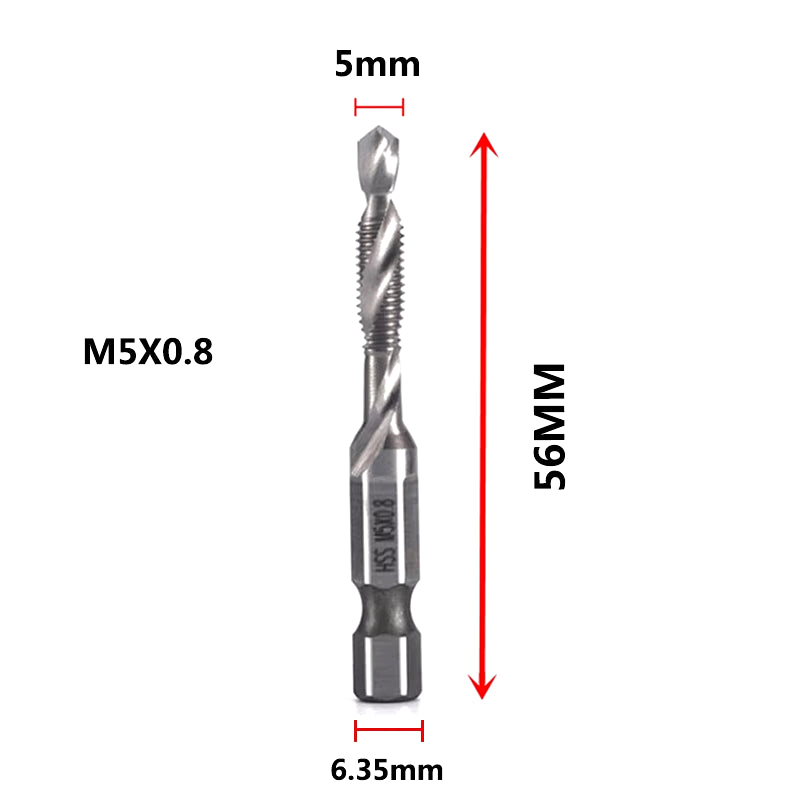 Hex Shank Titanium Plated HSS Screw Thread Metric Tap Drill Bits Screw Machine Compound Tap M3 M4 M5 M6 M8 M10 Hand Tools