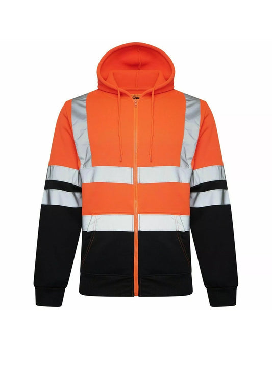 Mens Hi Vis Zip Work Hoodie