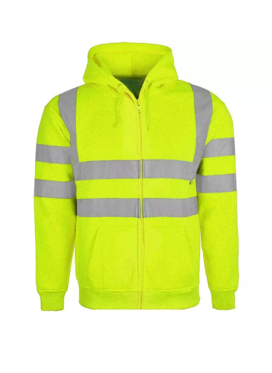 Mens Hi Vis Zip Work Hoodie - Yellow