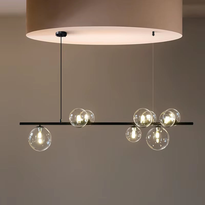 Nordic Glass Ball Chandelier - Modern Dining Room Light Fixture with LED Suspension Design