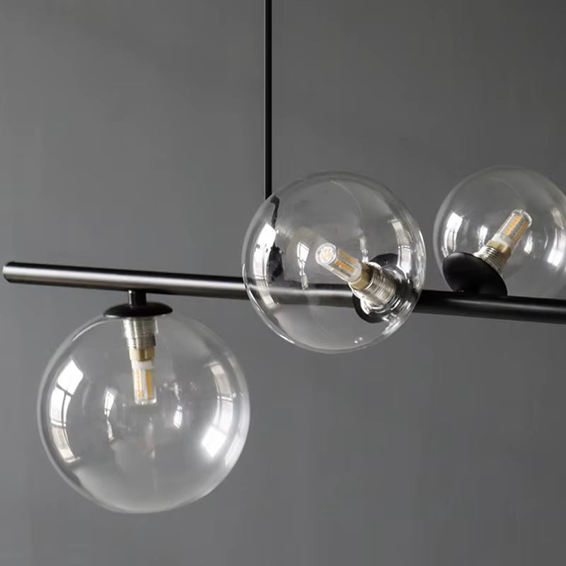 Nordic Glass Ball Chandelier - Modern Dining Room Light Fixture with LED Suspension Design