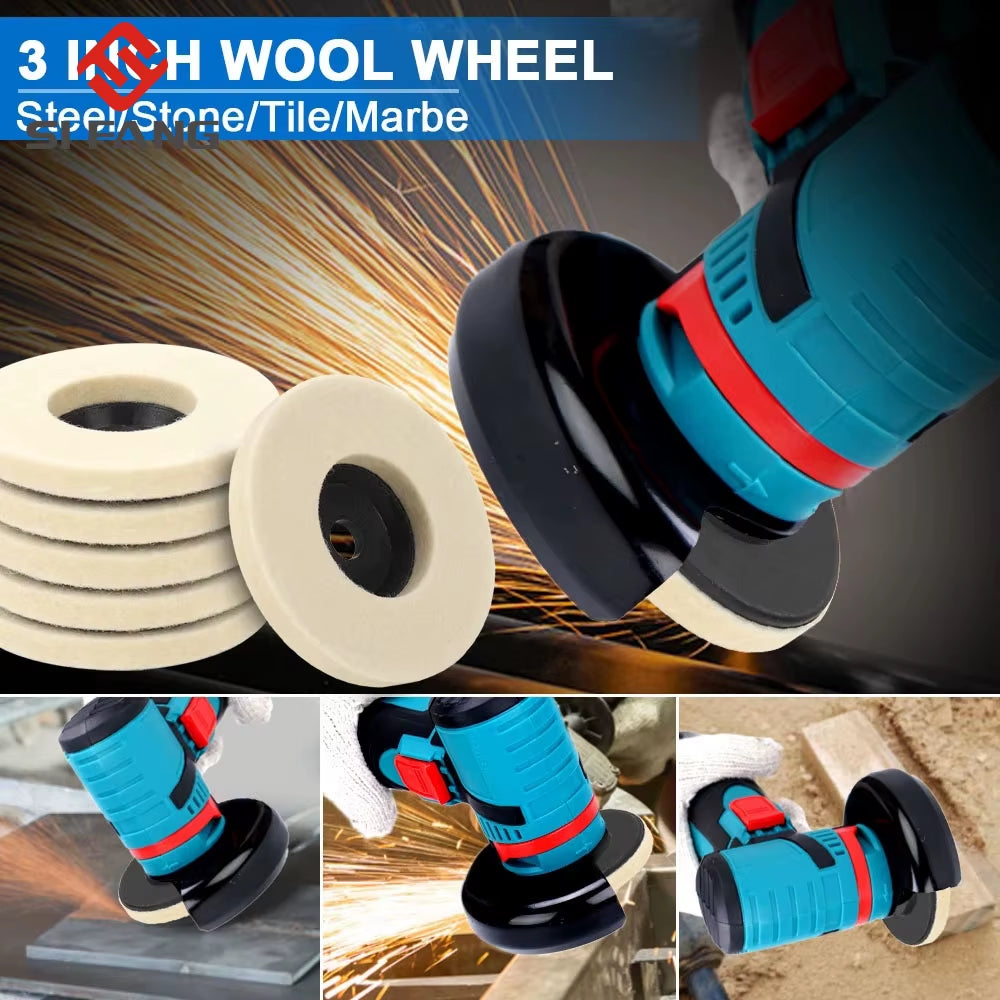 SIFANG 50Mm/75Mm Wool Polishing Wheel Polishing Pads Angle Grinder Wheel Felt Polishing Disc for Metal Marble Glass Ceramic 1PC