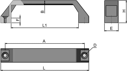 GRP Bridge Handle Black - Countersunk Fixing